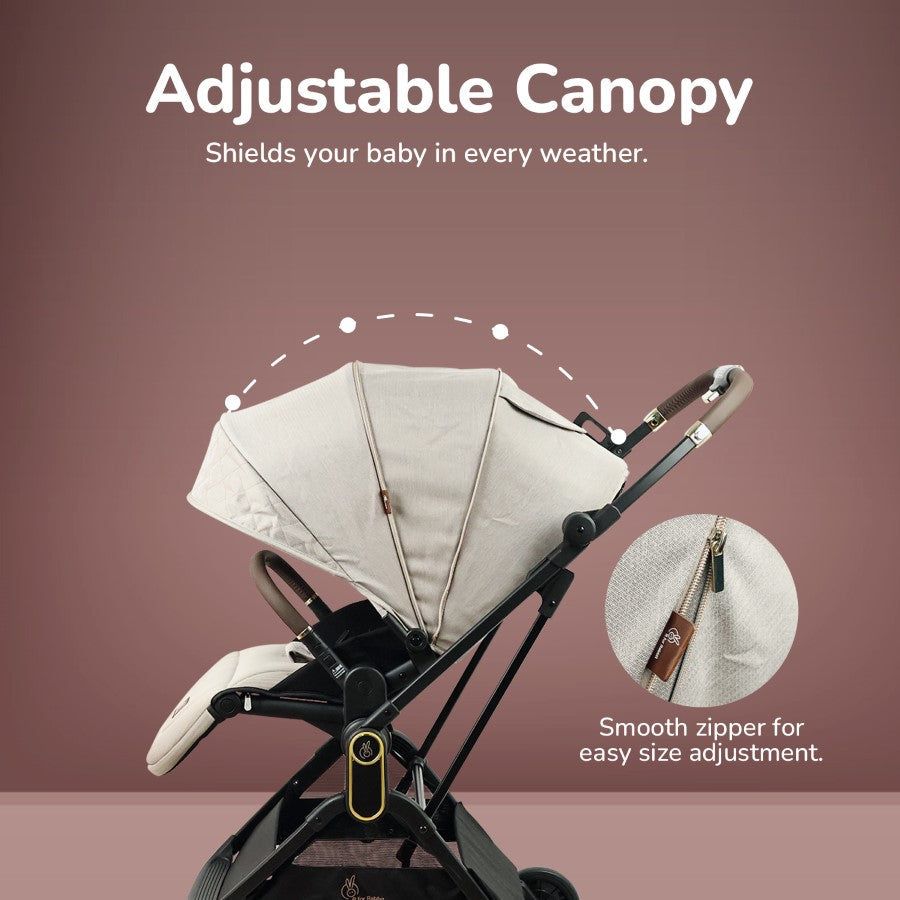 Street Smart Regal 2-Way Reversible Baby Stroller with One-Hand Fold & 5-Point Safety Harness - Beige