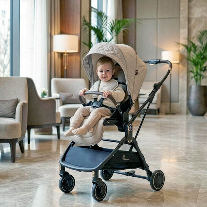 Street Smart Regal 2-Way Reversible Baby Stroller with One-Hand Fold & 5-Point Safety Harness - Beige