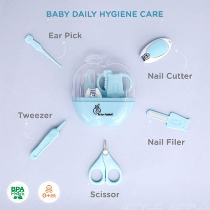 Stylo Apple Baby Manicure Set Nail Cutter & Nail Filer, Scissor, Tweezer, Ear Pick - Blue