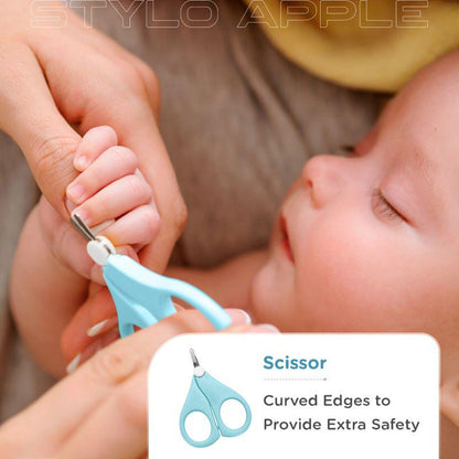 Stylo Apple Baby Manicure Set Nail Cutter & Nail Filer, Scissor, Tweezer, Ear Pick - Blue