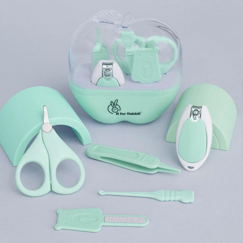 Stylo Apple Baby Manicure Set Nail Cutter & Nail Filer, Scissor, Tweezer, Ear Pick - Green