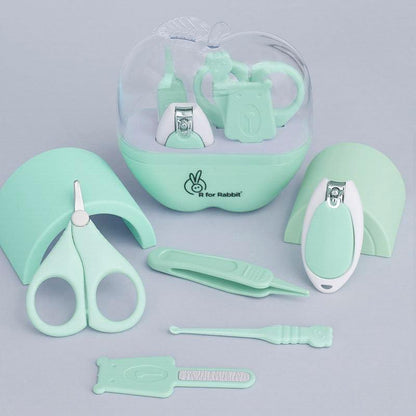 Stylo Apple Baby Manicure Set Nail Cutter & Nail Filer, Scissor, Tweezer, Ear Pick - Green