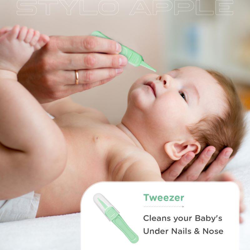 Stylo Apple Baby Manicure Set Nail Cutter & Nail Filer, Scissor, Tweezer, Ear Pick - Green