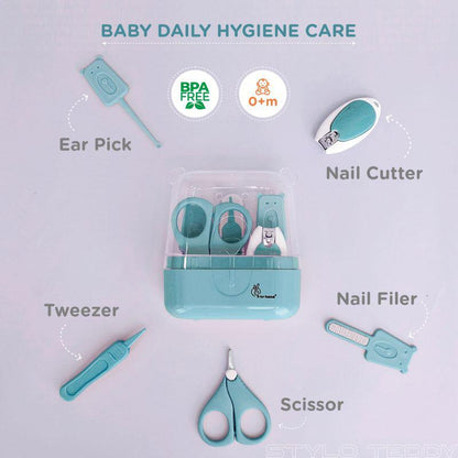 Stylo Teddy Baby Manicure Set Nail Cutter & Nail Filer, Scissor, Tweezer, Ear Pick - Blue