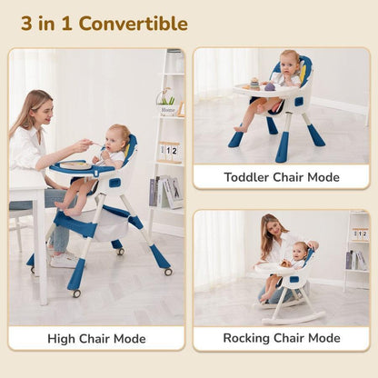 Sugar Doodle Plus High Chair For Kids 3-in-1 Convertible Design - Indigo Dye