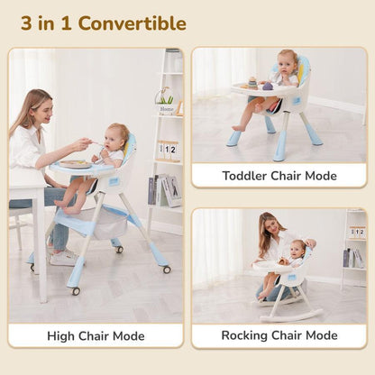 Sugar Doodle Plus High Chair For Kids 3-in-1 Convertible Design - Lake Blue