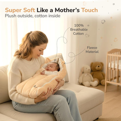 Snuggy Cucoon Baby Nest - Soft, Comfortable & Multi-Purpose Nest for Newborns 0-6 months babies - Teddy Beige