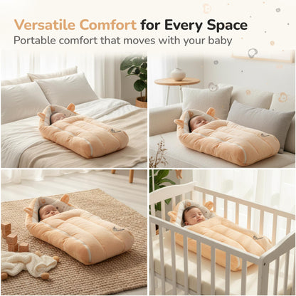 Snuggy Cucoon Baby Nest - Soft, Comfortable & Multi-Purpose Nest for Newborns 0-6 months babies - Teddy Beige