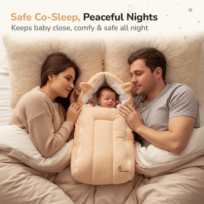 Snuggy Cucoon Baby Nest - Soft, Comfortable & Multi-Purpose Nest for Newborns 0-6 months babies - Teddy Beige