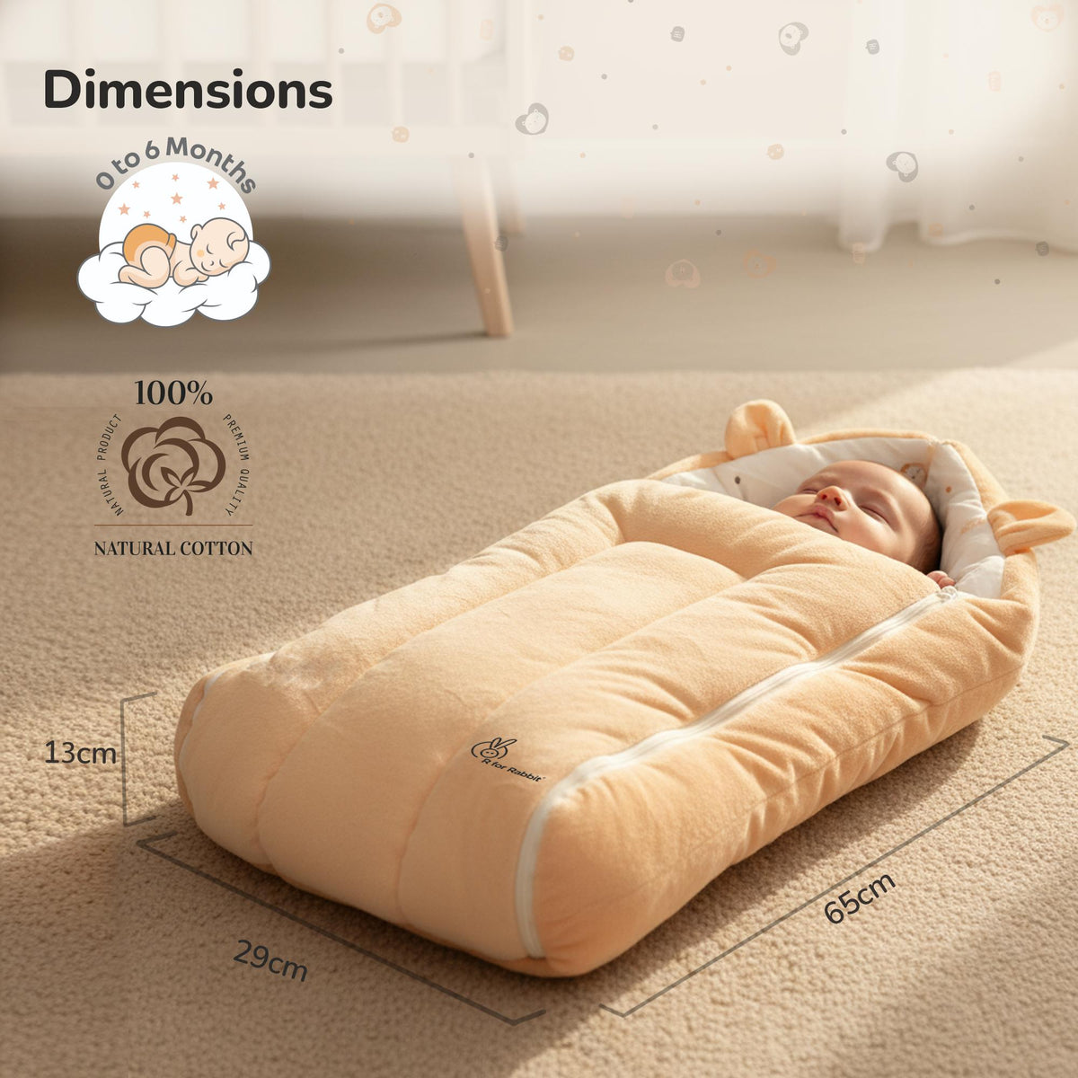 Snuggy Cucoon Baby Nest - Soft, Comfortable & Multi-Purpose Nest for Newborns 0-6 months babies - Teddy Beige