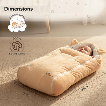 Snuggy Cucoon Baby Nest - Soft, Comfortable & Multi-Purpose Nest for Newborns 0-6 months babies - Teddy Beige
