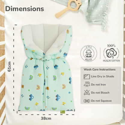Snuggy Bliss 100% Muslin Cotton Baby Bedding for Newborns (0–6 Months) - Teddy Green