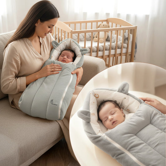 Snuggy Cucoon Baby Nest - Soft, Comfortable & Multi-Purpose Nest for Newborns 0-6 months babies - Teddy Grey
