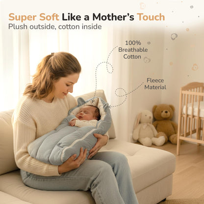 Snuggy Cucoon Baby Nest - Soft, Comfortable & Multi-Purpose Nest for Newborns 0-6 months babies - Teddy Grey