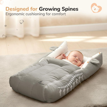 Snuggy Cucoon Baby Nest - Soft, Comfortable & Multi-Purpose Nest for Newborns 0-6 months babies - Teddy Grey