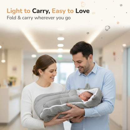 Snuggy Cucoon Baby Nest - Soft, Comfortable & Multi-Purpose Nest for Newborns 0-6 months babies - Teddy Grey