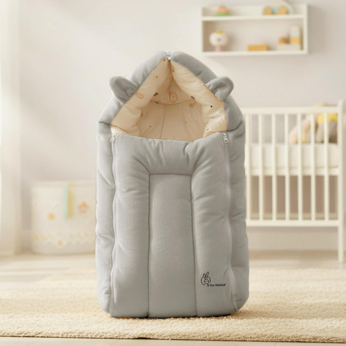 Snuggy Cucoon Baby Nest - Soft, Comfortable & Multi-Purpose Nest for Newborns 0-6 months babies - Teddy Grey