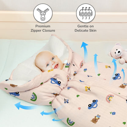 Snuggy Bliss 100% Muslin Cotton Baby Bedding for Newborns (0–6 Months) - Teddy Pink