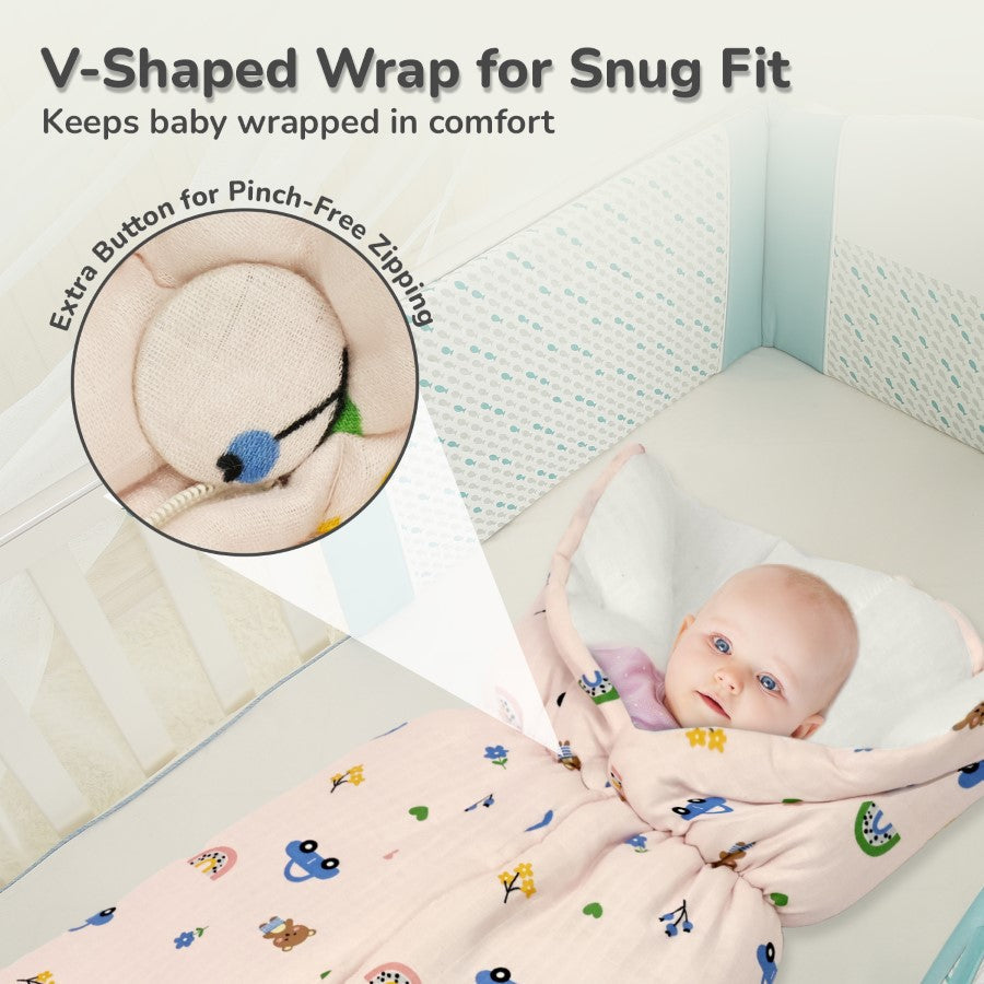 Snuggy Bliss 100% Muslin Cotton Baby Bedding for Newborns (0–6 Months) - Teddy Pink