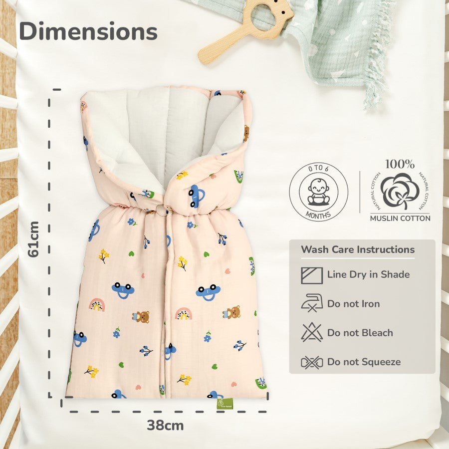 Snuggy Bliss 100% Muslin Cotton Baby Bedding for Newborns (0–6 Months) - Teddy Pink