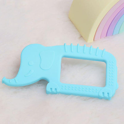 Tiny Bites Safari – Cute Baby Silicone Teether - Elephant Blue