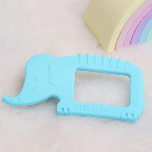 Tiny Bites Safari – Cute Baby Silicone Teether - Elephant Blue