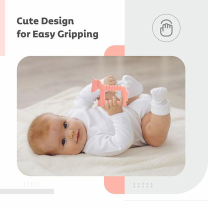 Tiny Bites Safari – Cute Baby Silicone Teether - Horse Orange