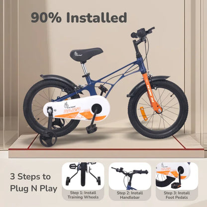 Tiny Toes Ryder Bicycle For Kids 14 Inch 90% Plug N Play Installation - Blue Orange