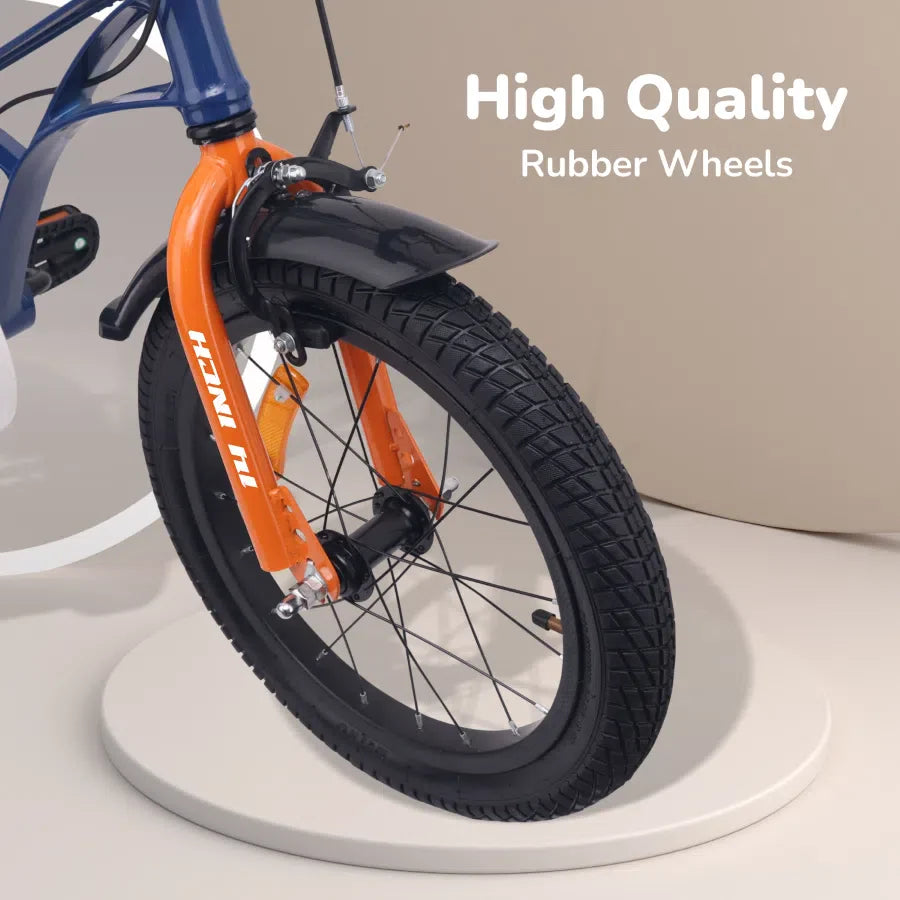 Tiny Toes Ryder Bicycle For Kids 14 Inch 90% Plug N Play Installation - Blue Orange