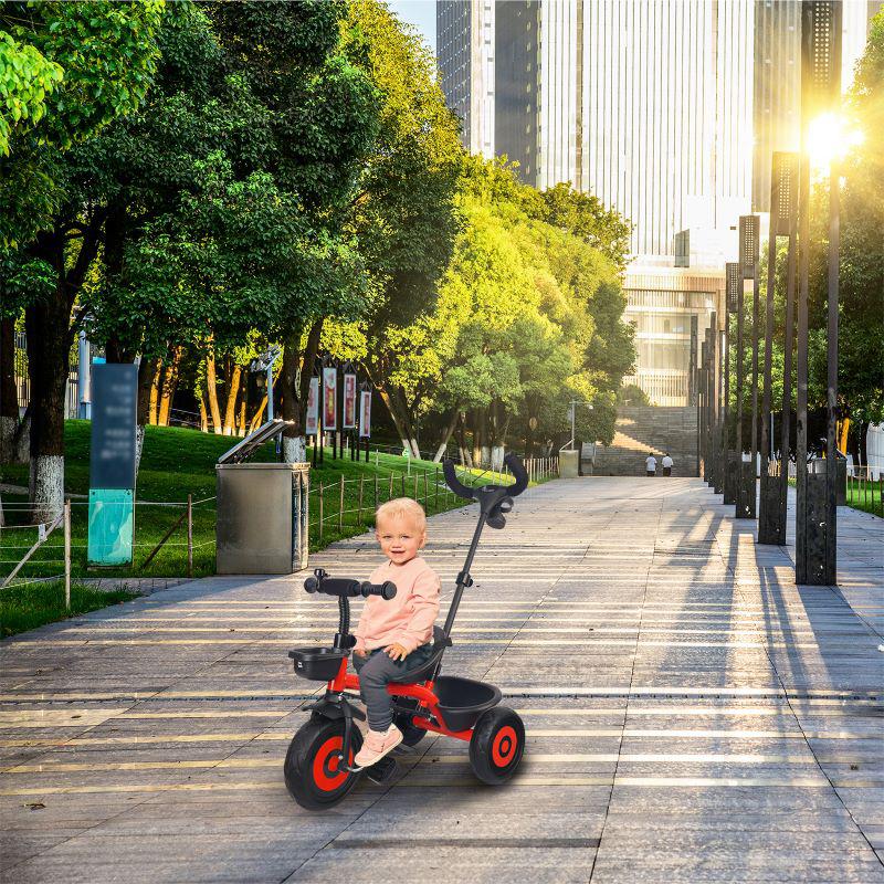 Tiny Toes T20 Ace Tricycle - 2 in 1, EVA Wheels, Adjustable Parental Control, Cup Holder, EVA Wheels, Front & Rear Basket, 1.5-5y - Red