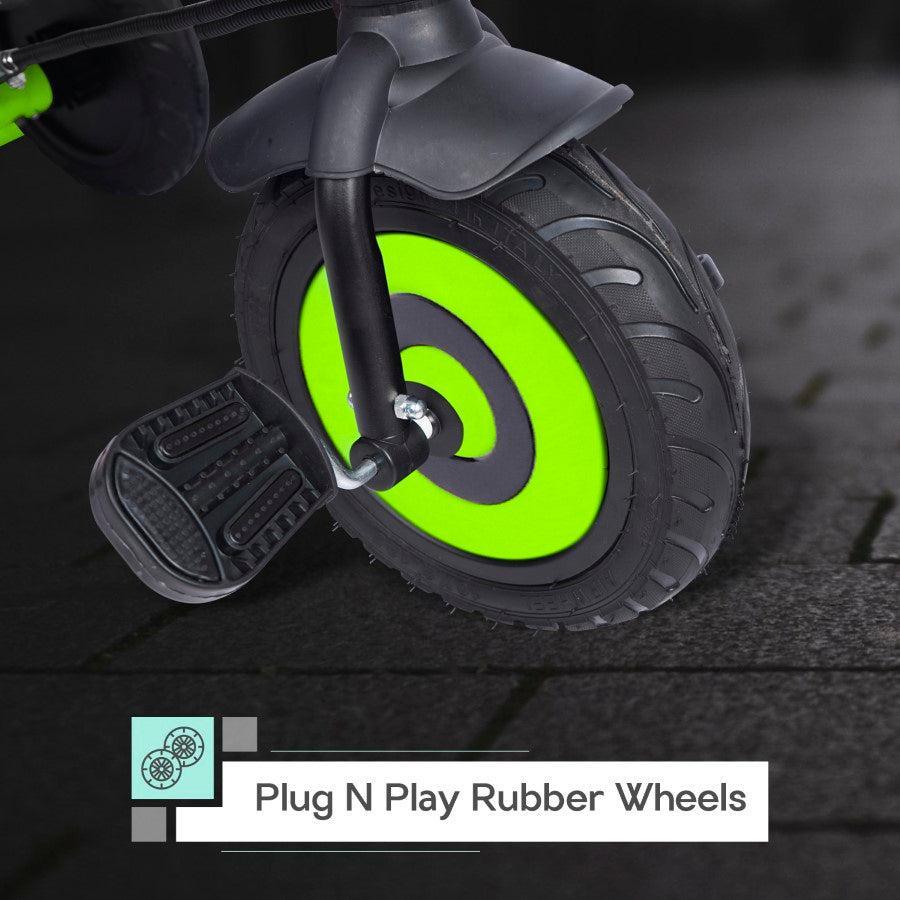 Tiny Toes T20 Plus Tricycle - 2 in 1, Rubber Wheels, Adjustable Parental Control, Cup Holder - Green