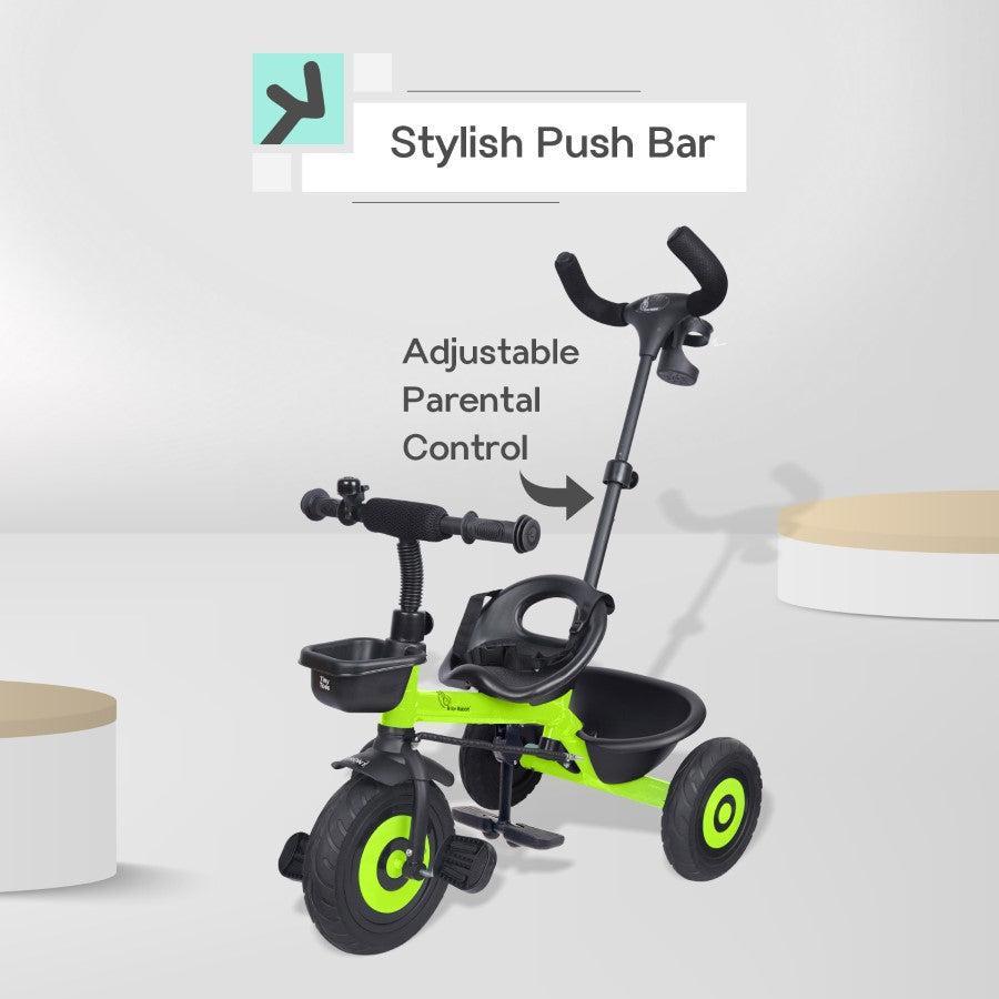 Tiny Toes T20 Plus Tricycle - 2 in 1, Rubber Wheels, Adjustable Parental Control, Cup Holder - Green