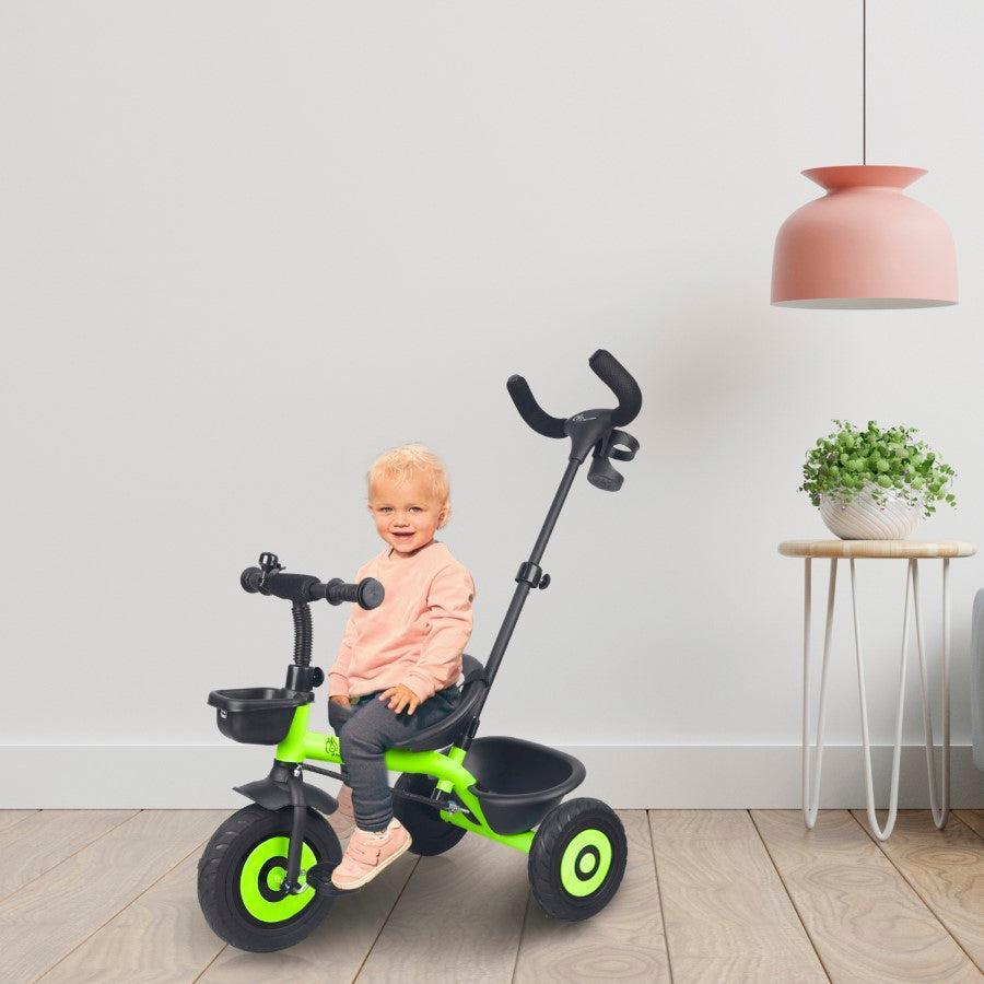 Tiny Toes T20 Plus Tricycle - 2 in 1, Rubber Wheels, Adjustable Parental Control, Cup Holder - Green