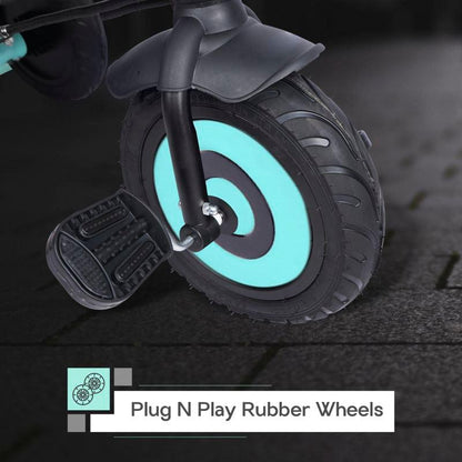 Tiny Toes T20 Plus Tricycle - 2 in 1, Rubber Wheels, Adjustable Parental Control, Cup Holder - Lake Blue