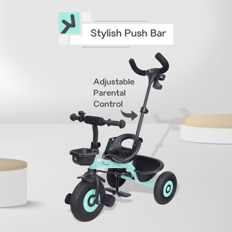 Tiny Toes T20 Plus Tricycle - 2 in 1, Rubber Wheels, Adjustable Parental Control, Cup Holder - Lake Blue