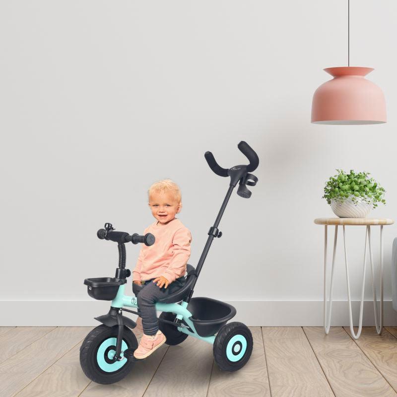 Tiny Toes T20 Plus Tricycle - 2 in 1, Rubber Wheels, Adjustable Parental Control, Cup Holder - Lake Blue