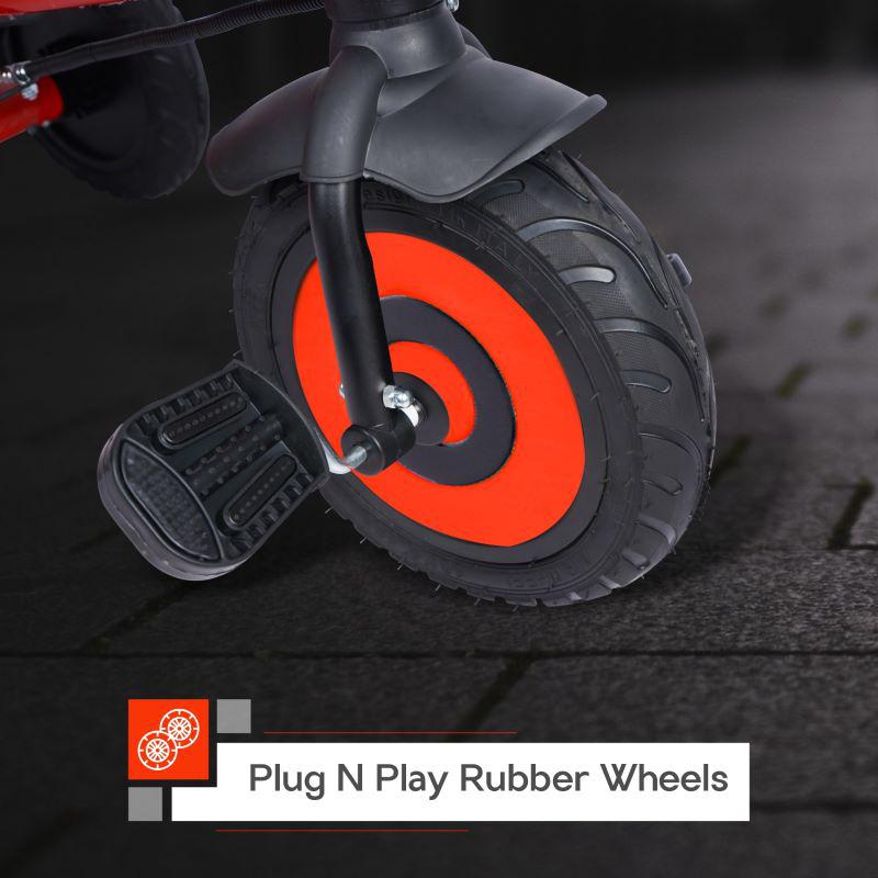 Tiny Toes T20 Plus Tricycle - 2 in 1, Rubber Wheels, Adjustable Parental Control, Cup Holder - Red