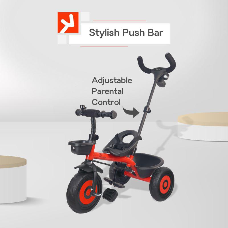 Tiny Toes T20 Plus Tricycle - 2 in 1, Rubber Wheels, Adjustable Parental Control, Cup Holder - Red
