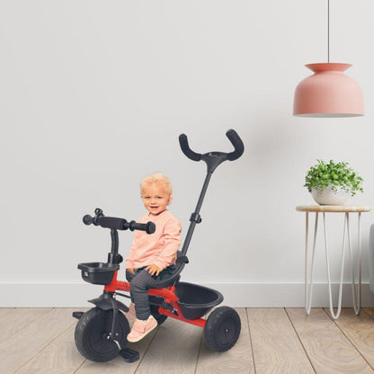 Tiny Toes T20 Plus Tricycle - 2 in 1, Rubber Wheels, Adjustable Parental Control, Cup Holder - Red
