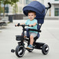 Tiny Toes T30 Ace Tricycle - 3 in 1, Adjustable Parental Control & Canopy, Front & Rear Basket - Denim Blue