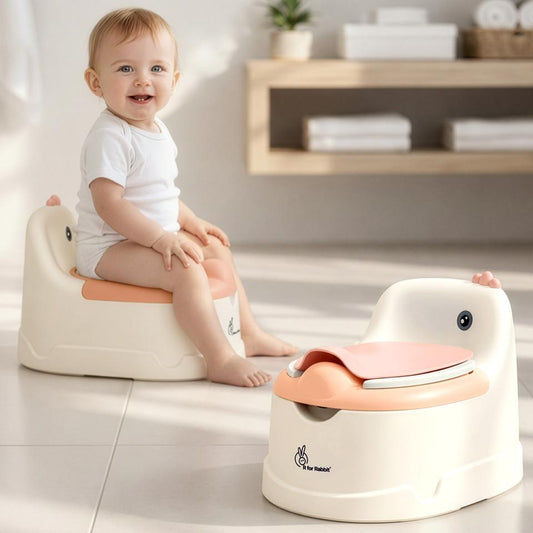 Tiny Tots Dino BPA-Free Potty Training Toilet Seat For Baby With Cushion - White Pink