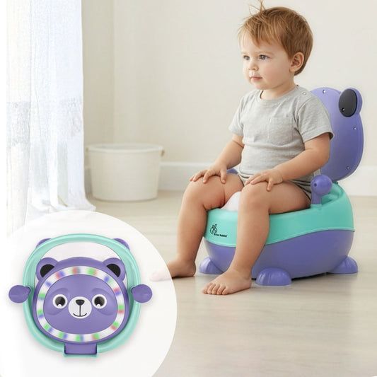 Tiny Tots Panda Potty Training Seat for Baby With Backrest And Grip Handles - Purple Green