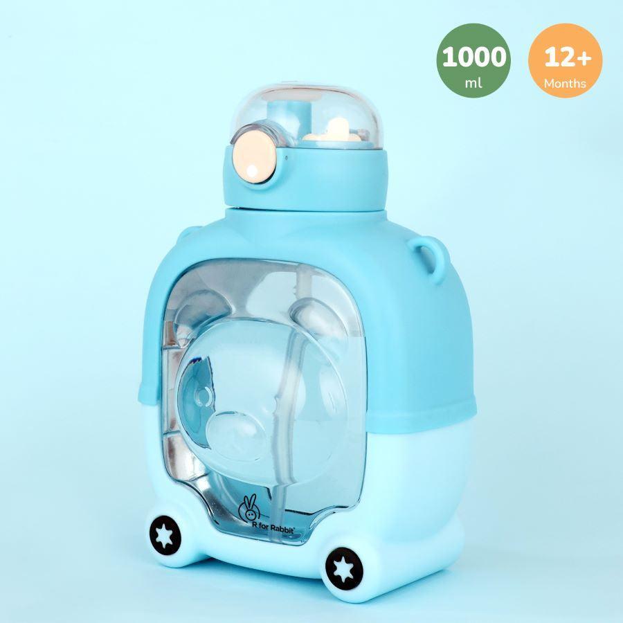 Tritan Baloo Straw Sipper Bottle 1000ml BPA free Tritan Material with Silicone Straw - Blue