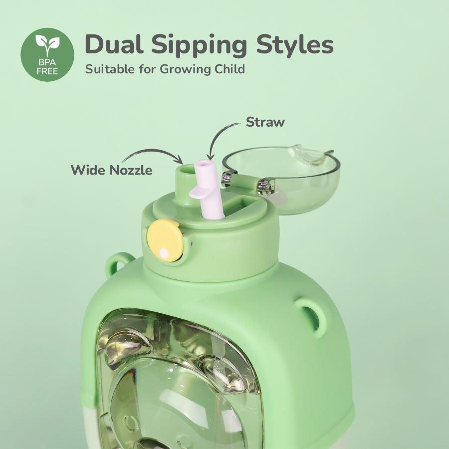 Tritan Baloo Straw Sipper Bottle 1000ml BPA free Tritan Material with Silicone Straw - Green