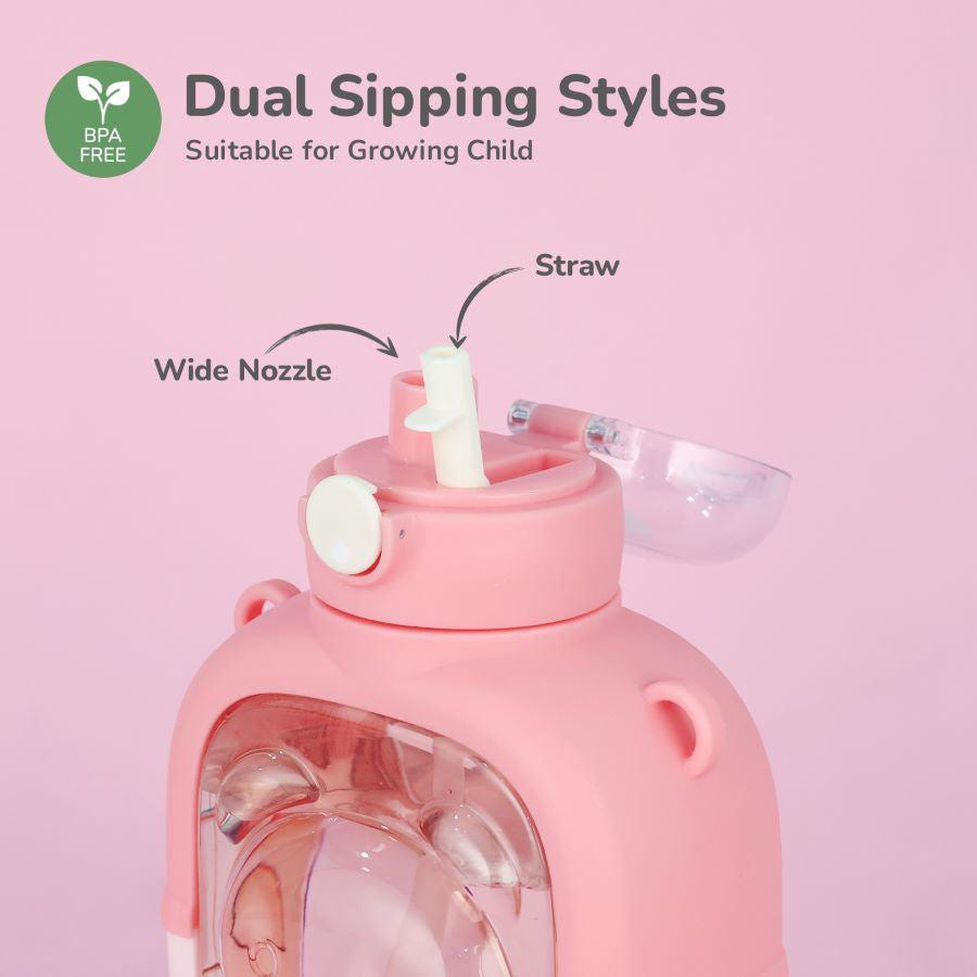 Tritan Baloo Straw Sipper Bottle 1000ml BPA free Tritan Material with Silicone Straw - Pink