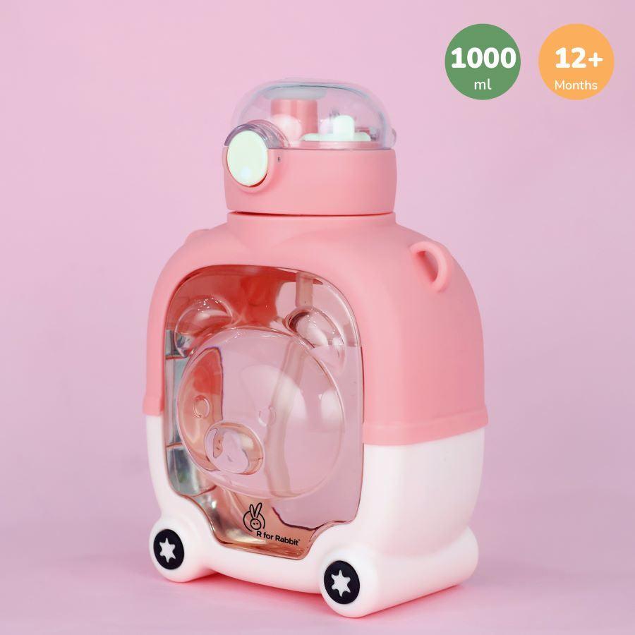 Tritan Baloo Straw Sipper Bottle 1000ml BPA free Tritan Material with Silicone Straw - Pink