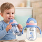 Tritan Dino Straw Sipper Bottle for kids 320ml - Pink Blue