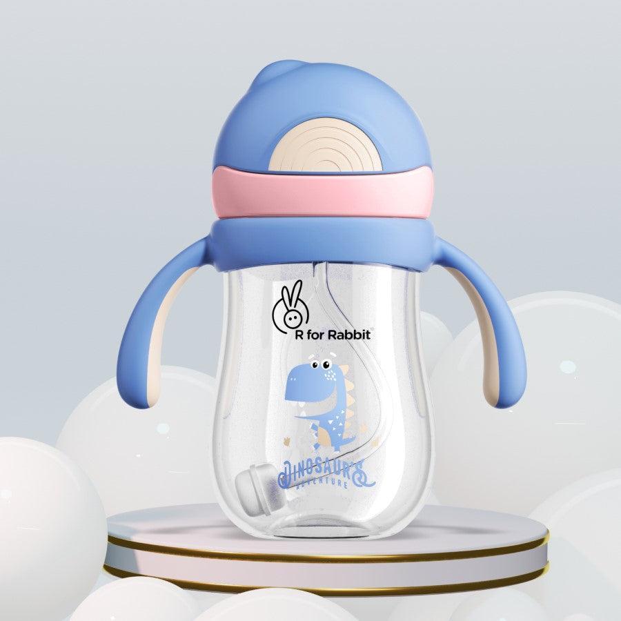 Tritan Dino Straw Sipper Bottle for kids 320ml - Pink Blue