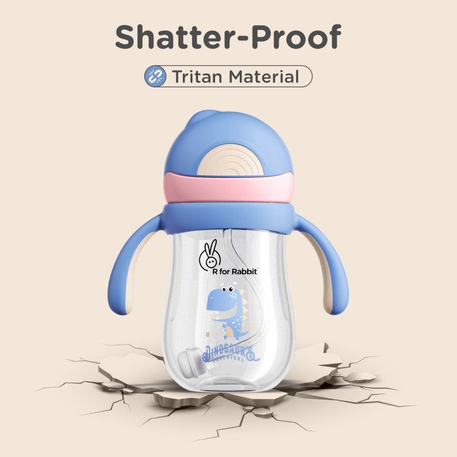 Tritan Dino Straw Sipper Bottle for kids 320ml - Pink Blue