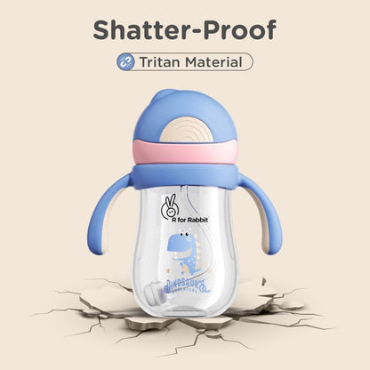 Tritan Dino Straw Sipper Bottle for kids 320ml - Pink Blue